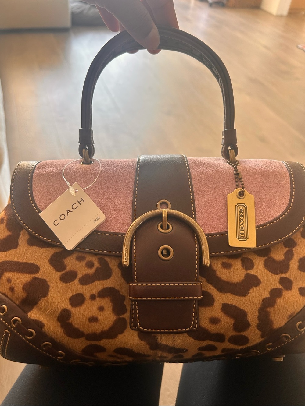 Coach Suede Madison Leopard Print Bag